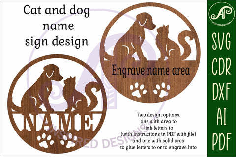 Cat and dog Pet name sign svg laser SVG APInspireddesigns 