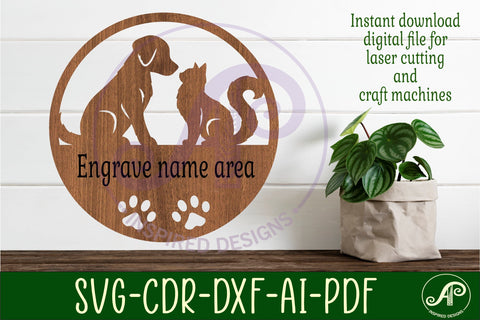 Cat and dog Pet name sign svg laser SVG APInspireddesigns 