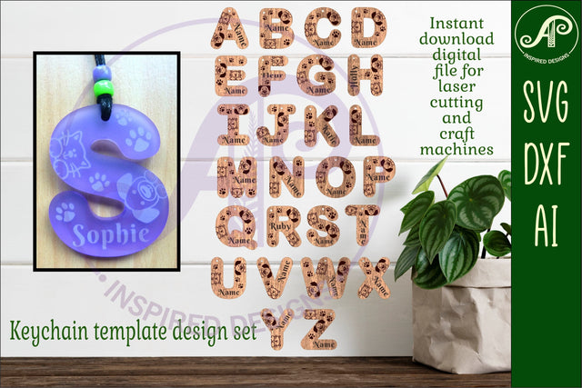 Cat and Dog theme tag letter designs keychain DIGITAL SVG SVG APInspireddesigns 
