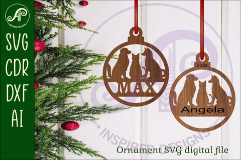 Cat and dogs Christmas Ornament SVG laser cut SVG APInspireddesigns 