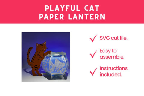 Cat and Fish Bowl 3d SVG Paper Lantern SVG Dots-A-Lot 