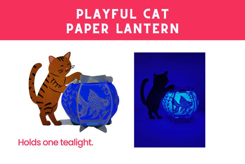 Cat and Fish Bowl 3d SVG Paper Lantern SVG Dots-A-Lot 