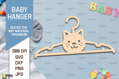 Cat Baby Hanger Laser Cut. Kids Clothes Hanger SVG SVG Evgenyia Guschina 