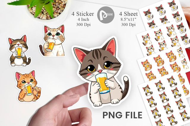 Cat Beer Day Sticker Sublimation artnoy 