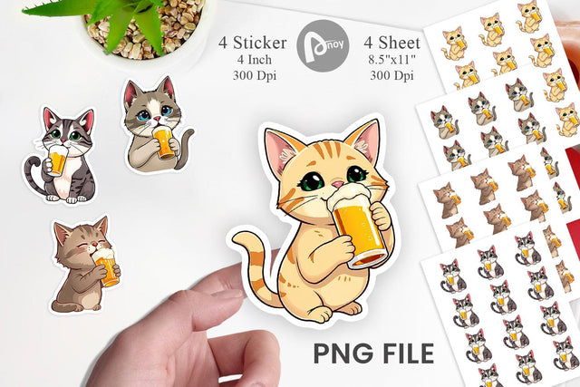 Cat Beer Day Sticker Sublimation artnoy 