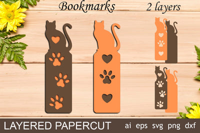 Cat bookmarks svg, Animal bookmark papercut, Layered bookmark template SVG AnastasiyaArtDesign 