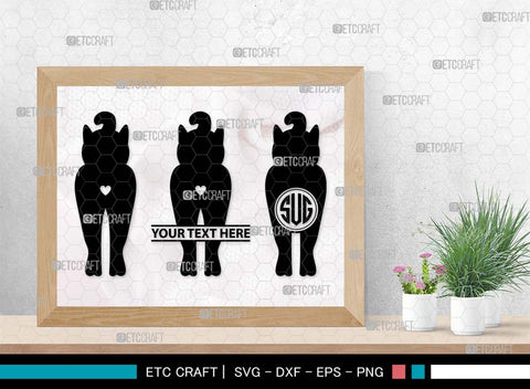Cat Butt Monogram, Cat Butt Silhouette, Cat Butt SVG, Pet Svg, Meow Svg, Kitty Cat Svg, Animal Svg, SB00554 SVG ETC Craft 