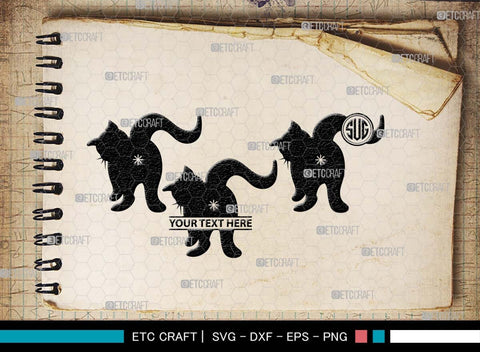 Cat Butt Monogram, Cat Butt Silhouette, Cat Butt SVG, Pet Svg, Meow Svg, Kitty Cat Svg, Animal Svg, SB00554 SVG ETC Craft 