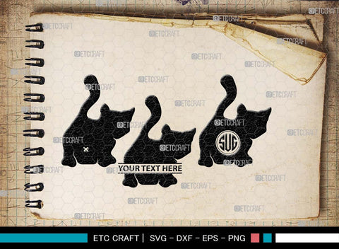 Cat Butt Monogram, Cat Butt Silhouette, Cat Butt SVG, Pet Svg, Meow Svg, Kitty Cat Svg, Animal Svg, SB00554 SVG ETC Craft 