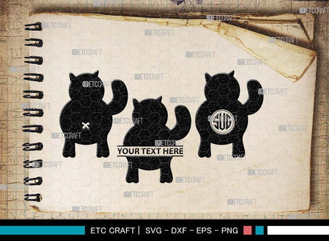 Cat Butt Monogram, Cat Butt Silhouette, Cat Butt SVG, Pet Svg, Meow Svg, Kitty Cat Svg, Animal Svg, SB00554 SVG ETC Craft 
