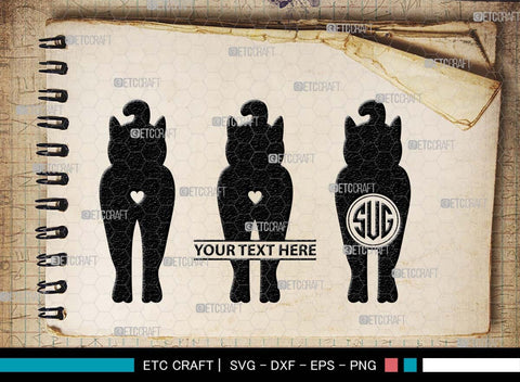 Cat Butt Monogram, Cat Butt Silhouette, Cat Butt SVG, Pet Svg, Meow Svg, Kitty Cat Svg, Animal Svg, SB00554 SVG ETC Craft 