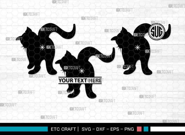 Cat Butt Monogram, Cat Butt Silhouette, Cat Butt SVG, Pet Svg, Meow Svg, Kitty Cat Svg, Animal Svg, SB00554 SVG ETC Craft 