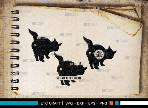 Cat Butt Monogram, Cat Butt Silhouette, Cat Butt SVG, Pet Svg, Meow Svg, Kitty Cat Svg, Animal Svg, SB00554 SVG ETC Craft 