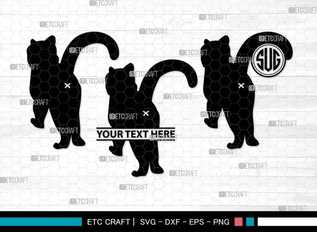 Cat Butt Monogram, Cat Butt Silhouette, Cat Butt SVG, Pet Svg, Meow Svg, Kitty Cat Svg, Animal Svg, SB00554 SVG ETC Craft 