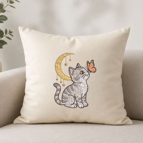 Cat Butterfly Moon Machine Embroidery Design – Cute Celestial Kitten Embroidery File Embroidery/Applique DESIGNS PatternFeed8 