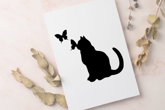 Cat Butterfly Silhouette SVG RFCreative 