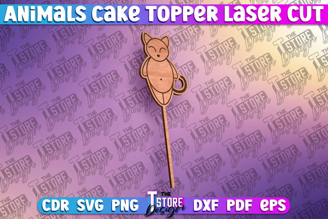 Cat Cake Topper Laser Cut SVG Design | Laser Cut Design SVG The T Store Design 