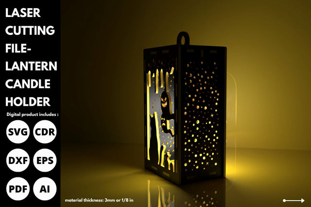 Cat Cemetery Halloween Wooden Lantern | SVG | laser cutting file | glowforge SVG tofigh4lang 