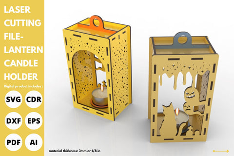 Cat Cemetery Halloween Wooden Lantern | SVG | laser cutting file | glowforge SVG tofigh4lang 