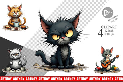 Cat Chaos Clipart Sublimation artnoy 