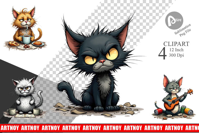 Cat Chaos Clipart Sublimation artnoy 