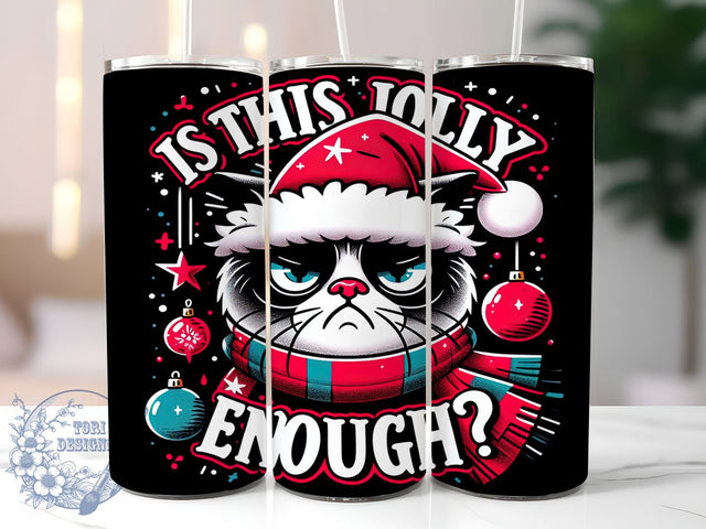 Cat Christmas, Jolly Cat, Holiday Tumbler, Sublimation PNG, 20 oz Tumbler, Cute Cat Design, Christmas Drinkware, Festive Tumbler Sublimation ToriDesigns 