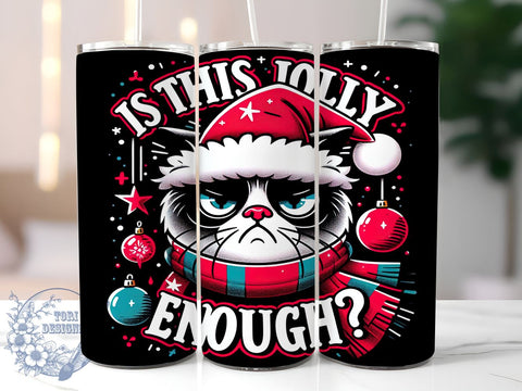 Cat Christmas, Jolly Cat, Holiday Tumbler, Sublimation PNG, 20 oz Tumbler, Cute Cat Design, Christmas Drinkware, Festive Tumbler Sublimation ToriDesigns 
