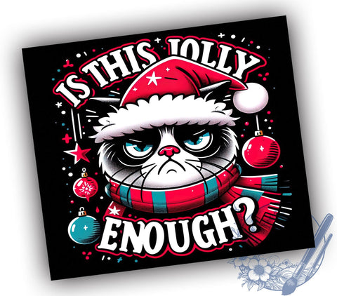 Cat Christmas, Jolly Cat, Holiday Tumbler, Sublimation PNG, 20 oz Tumbler, Cute Cat Design, Christmas Drinkware, Festive Tumbler Sublimation ToriDesigns 
