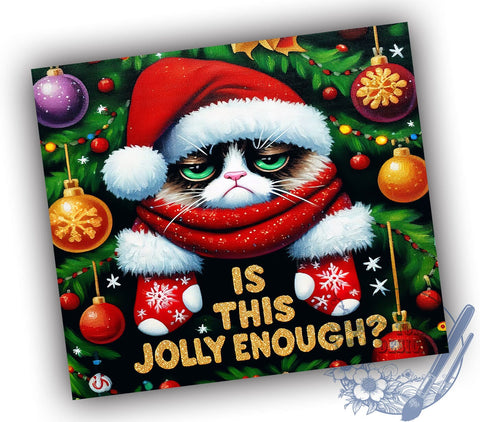 Cat Christmas, Jolly Cat, Holiday Tumbler, Sublimation PNG, 20 oz Tumbler, Cute Cat Design, Christmas Drinkware, Festive Tumbler Sublimation ToriDesigns 
