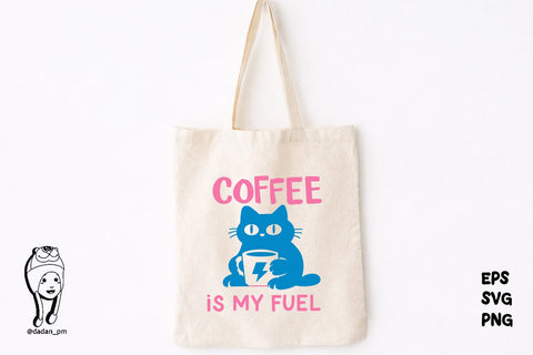 Cat Coffee is My Fuel Hand-Drawn svg png SVG dadan_pm 