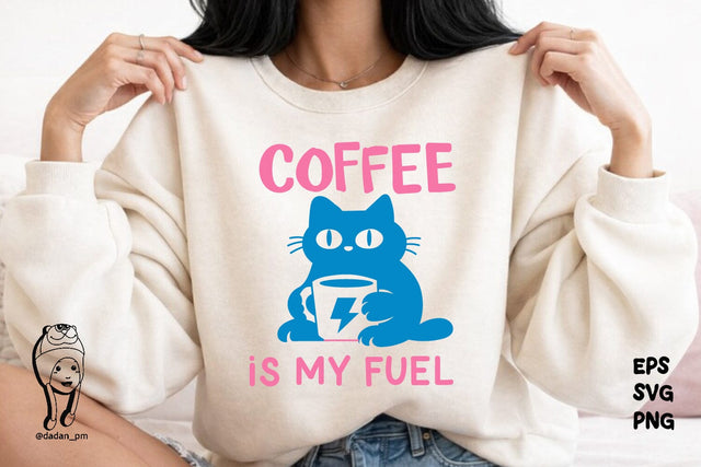 Cat Coffee is My Fuel Hand-Drawn svg png SVG dadan_pm 