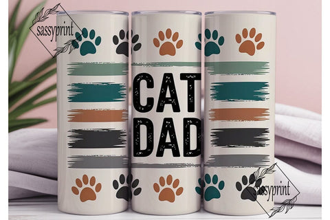 Cat Dad 20oz Tumbler Wrap Sublimation sassyprint 