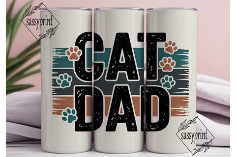 Cat Dad 20oz Tumbler Wrap Sublimation sassyprint 