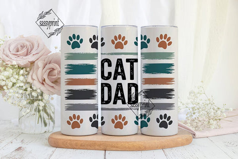 Cat Dad 20oz Tumbler Wrap Sublimation sassyprint 