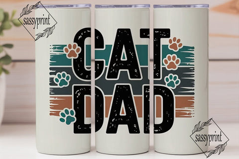 Cat Dad 20oz Tumbler Wrap Sublimation sassyprint 