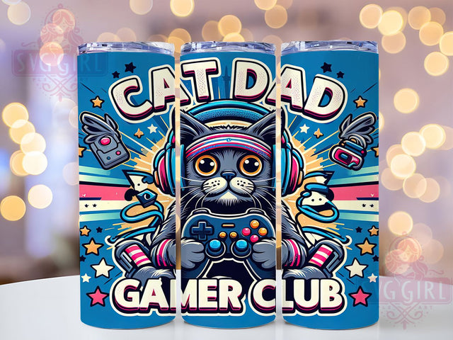 Cat Dad Gamer Tumbler Wrap, Gamer Dad Wrap, Kitty Playing Tumbler, 20oz Gamer Design, Cat Lover Tumbler, Video Game Cat Design, Gaming Cat Dad Sublimation Sublimation SvggirlplusArt 