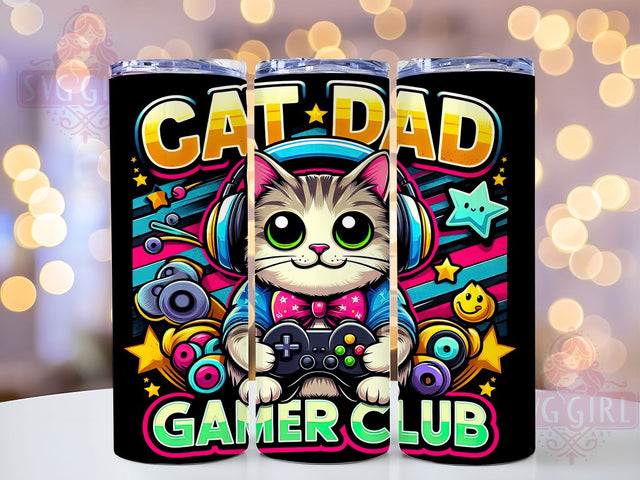 Cat Dad Gamer Tumbler Wrap, Gamer Dad Wrap, Kitty Playing Tumbler, 20oz Gamer Design, Cat Lover Tumbler, Video Game Cat Design, Gaming Cat Dad Sublimation Sublimation SvggirlplusArt 