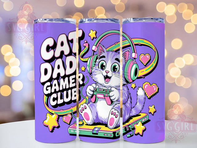 Cat Dad Gamer Tumbler Wrap, Gamer Dad Wrap, Kitty Playing Tumbler, 20oz Gamer Design, Cat Lover Tumbler, Video Game Cat Design, Gaming Cat Dad Sublimation Sublimation SvggirlplusArt 