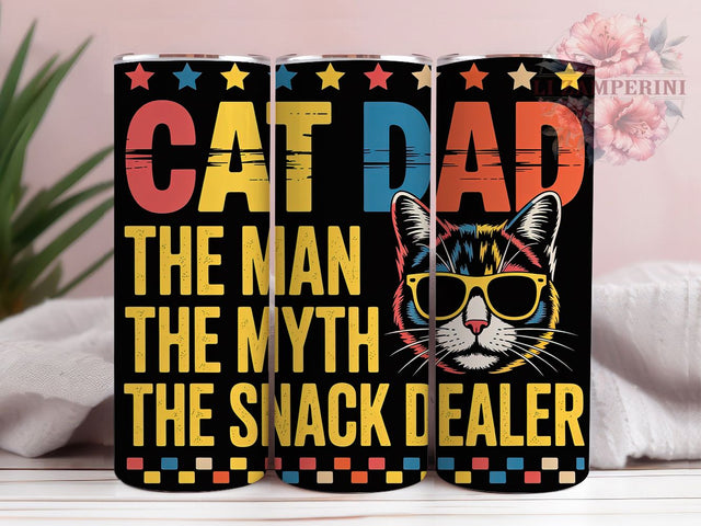 Cat Dad Snack Dealer 20oz Tumbler Wrap, Snack Dealer, Funny Cat Quote, Pet Humor, Father’s Day Gift, 20oz Tumbler Wrap, Sublimation PNG Sublimation Li Zamperini 