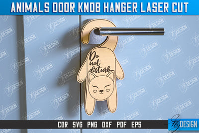 Cat Door Knob Hanger | Children's Room | Door Sign | Baby Animals | CNC File SVG Fly Design 