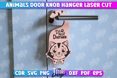 Cat Door Knob Hanger | Children's Room | Door Sign | Baby Animals | CNC File SVG The T Store Design 