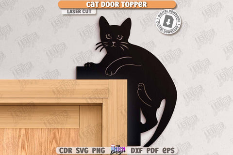 Cat Door Topper Laser Cut Bundle. Door Corner. Home Decor. Silhouette of Cats. Wall Decor. Cute Design. CNC File SVG The T Store Design 
