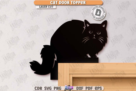 Cat Door Topper Laser Cut Bundle. Door Corner. Home Decor. Silhouette of Cats. Wall Decor. Cute Design. CNC File SVG The T Store Design 