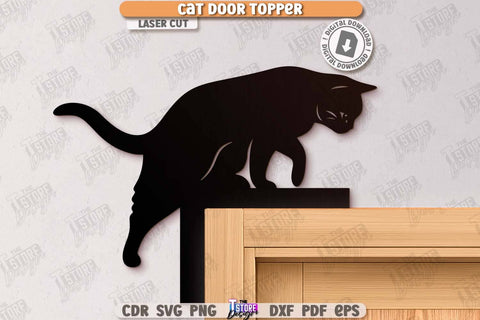 Cat Door Topper Laser Cut Bundle. Door Corner. Home Decor. Silhouette of Cats. Wall Decor. Cute Design. CNC File SVG The T Store Design 