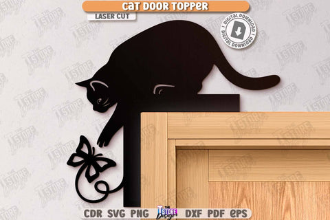 Cat Door Topper Laser Cut Bundle. Door Corner. Home Decor. Silhouette of Cats. Wall Decor. Cute Design. CNC File SVG The T Store Design 
