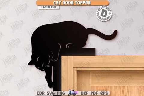 Cat Door Topper Laser Cut Bundle. Door Corner. Home Decor. Silhouette of Cats. Wall Decor. Cute Design. CNC File SVG The T Store Design 
