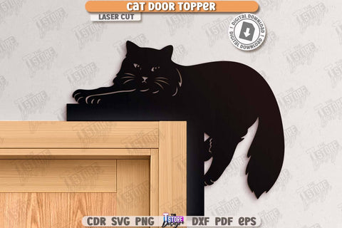 Cat Door Topper Laser Cut Bundle. Door Corner. Home Decor. Silhouette of Cats. Wall Decor. Cute Design. CNC File SVG The T Store Design 