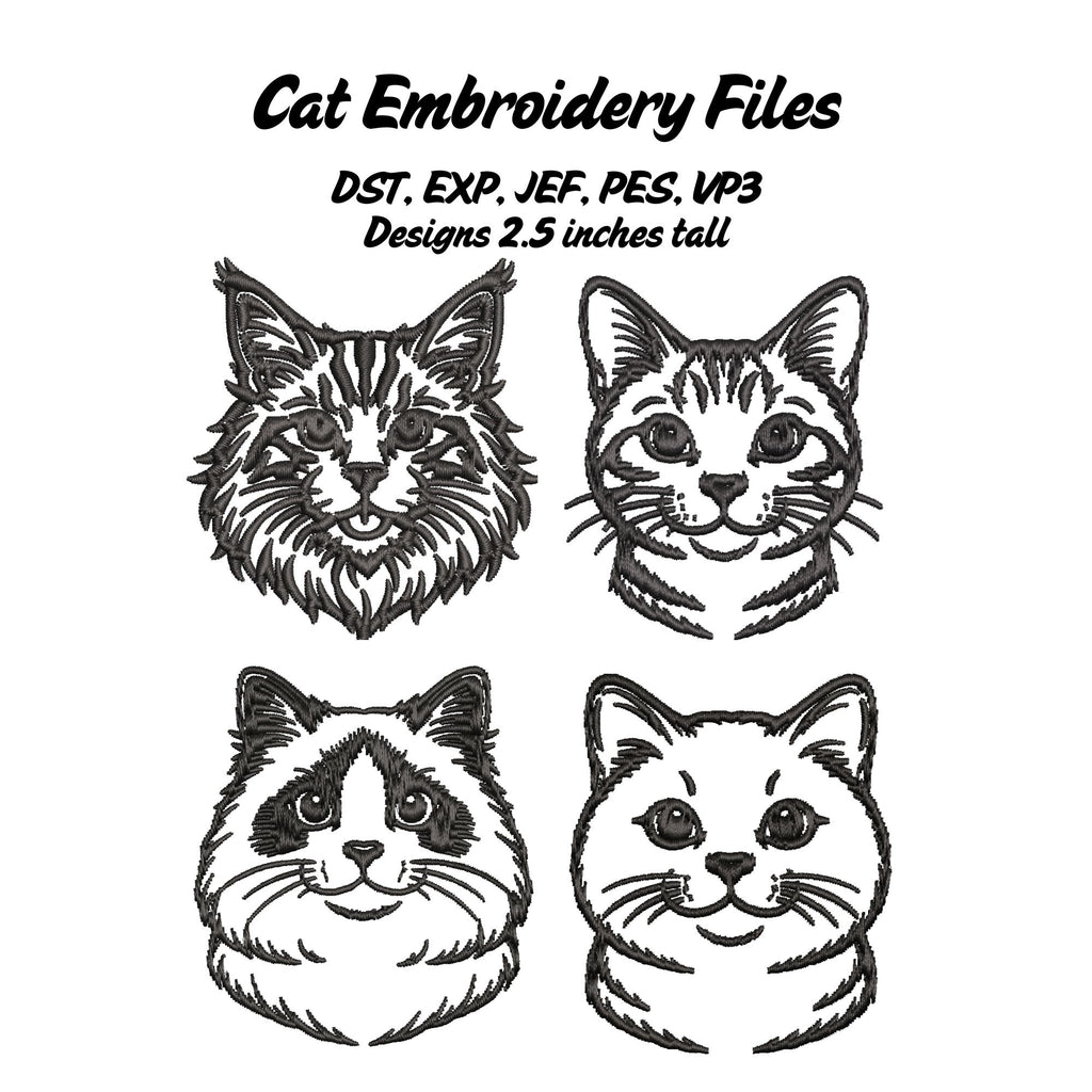 Cat Embroidery File Set - So Fontsy