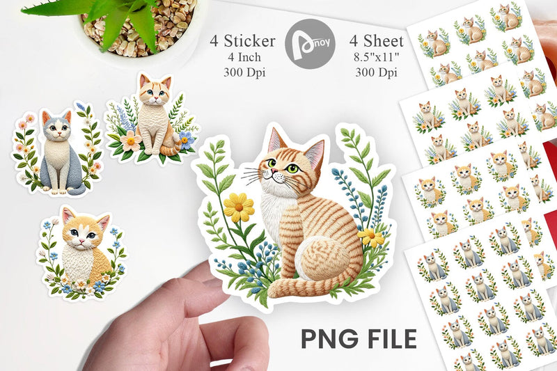 Cat Embroidery Sticker Sublimation artnoy 