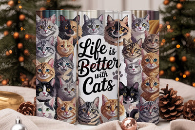 Cat Faces Collage 20oz Tumbler Wrap Sublimation DesignSVG 